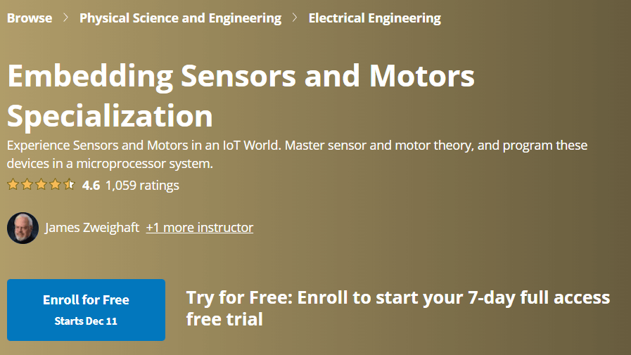 【Coursera中英字幕】Embedding Sensors and Motors Specialization