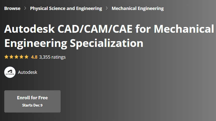 【Coursera中英字幕】Autodesk CAD/CAM/CAE for Mechanical Engineering Specialization