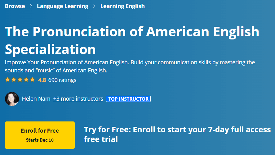 【Coursera中英字幕】The Pronunciation of American English Specialization