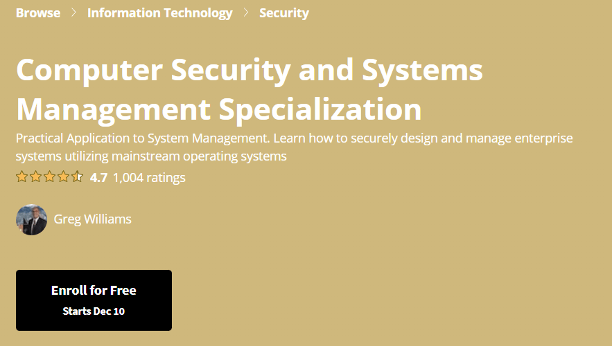 【Coursera中英字幕】Computer Security and Systems Management Specialization