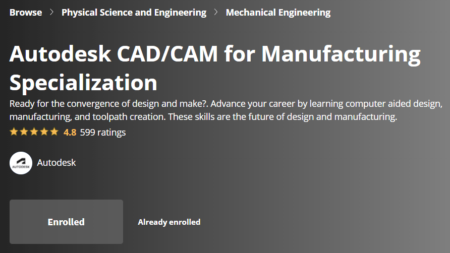 【Coursera中英字幕】Autodesk CAD/CAM for Manufacturing Specialization