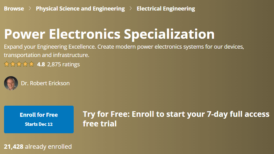 【Coursera中英字幕】Power Electronics Specialization