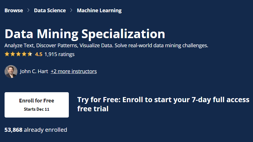 【Coursera中英字幕】Data Mining Specialization