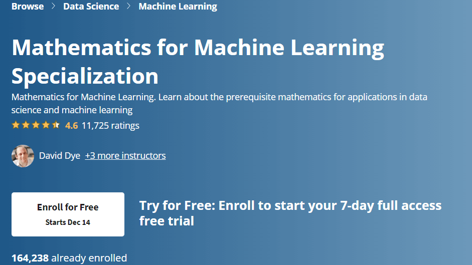 Mathematics For Machine Learning Coursera Coursera课程下载 Mathematics for Machine Learning Specialization