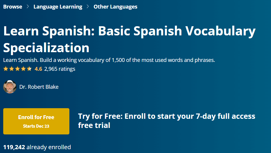 【Coursera中英字幕】Learn Spanish: Basic Spanish Vocabulary Specialization