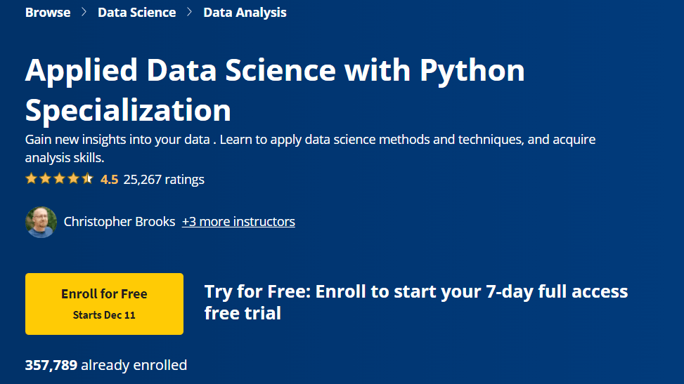 【Coursera中英字幕】Applied Data Science with Python Specialization