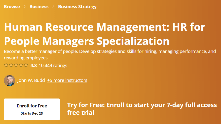 【Coursera中英字幕】Human Resource Management: HR for People Managers Specialization