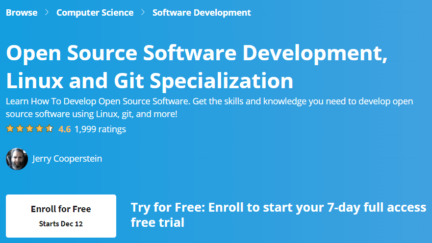 【Coursera中英字幕】Open Source Software Development, Linux and Git Specialization