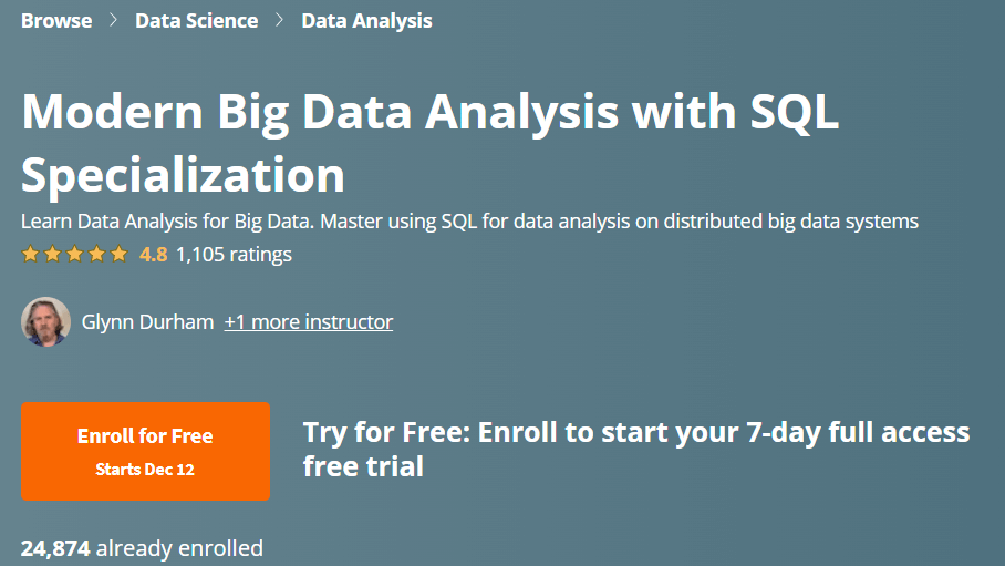 【Coursera中英字幕】Modern Big Data Analysis with SQL Specialization