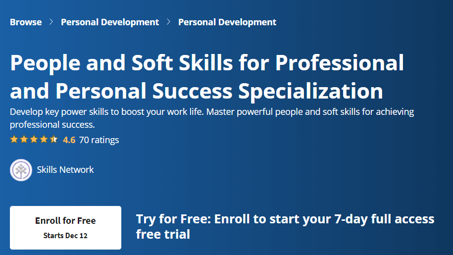 【Coursera中英字幕】People and Soft Skills for Professional and Personal Success Specialization