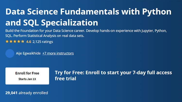 【Coursera中英字幕】Data Science Fundamentals with Python and SQL Specialization