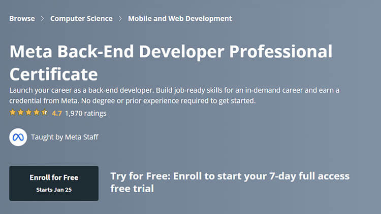 【Coursera中英字幕】Meta Back-End Developer Professional Certificate