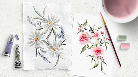 【Skillshare中英字幕】Beginner Watercolor Florals: 5 Easy Flowers Anyone can Paint!