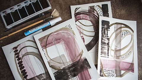 【Skillshare中英字幕】Intuitive Painting: Creating Abstracts with E-Sumi Ink Watercolors