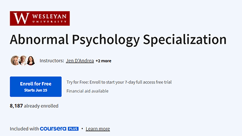 【Coursera中英字幕】Abnormal Psychology Specialization