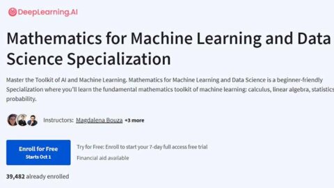 【Coursera中英字幕】Mathematics for Machine Learning and Data Science Specialization