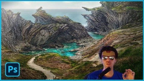 【Udemy中英字幕】Create a Jurassic Coast Environment Concept Art in Photoshop
